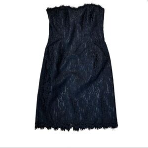 Miguelina Black Sheath Strapless Cocktail Dress